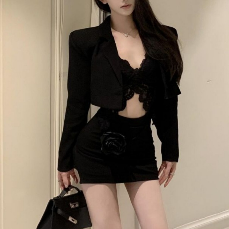 Black Spring Blazer Lace Brale - Lace Bralette Set のレビューと価格