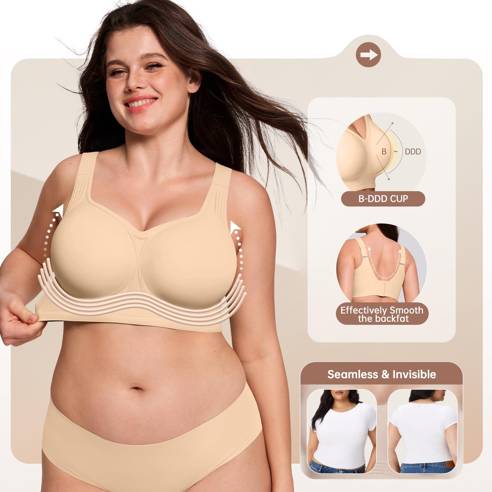 Plus Size Wireless Bra for Wom - Underwire Bra Padded のレビューと価格