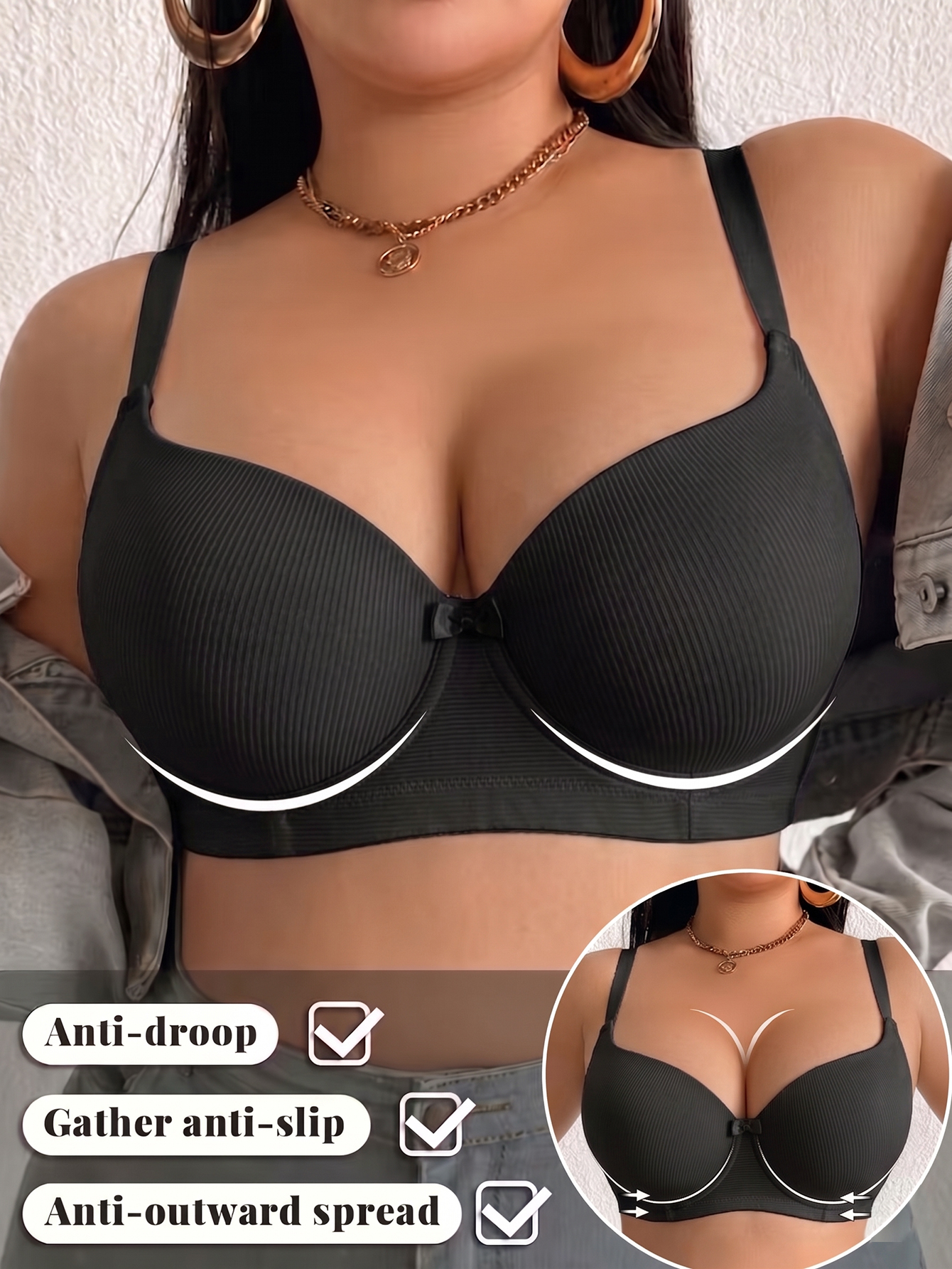 Plus Size Anti-Sagging Women B - Underwire Bra Padded のレビューと価格