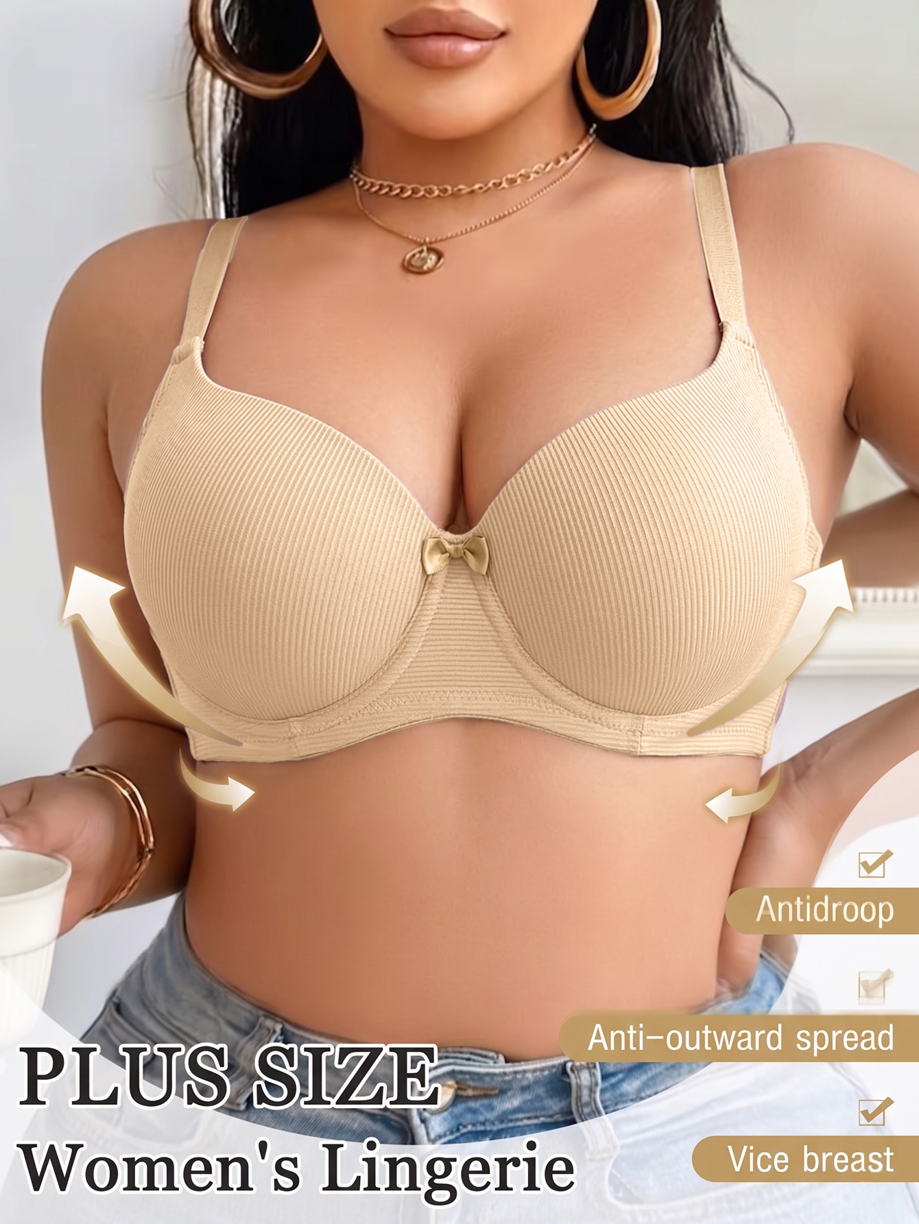 Plus Size Anti-Sagging Women B - Underwire Bra Padded のレビューと価格