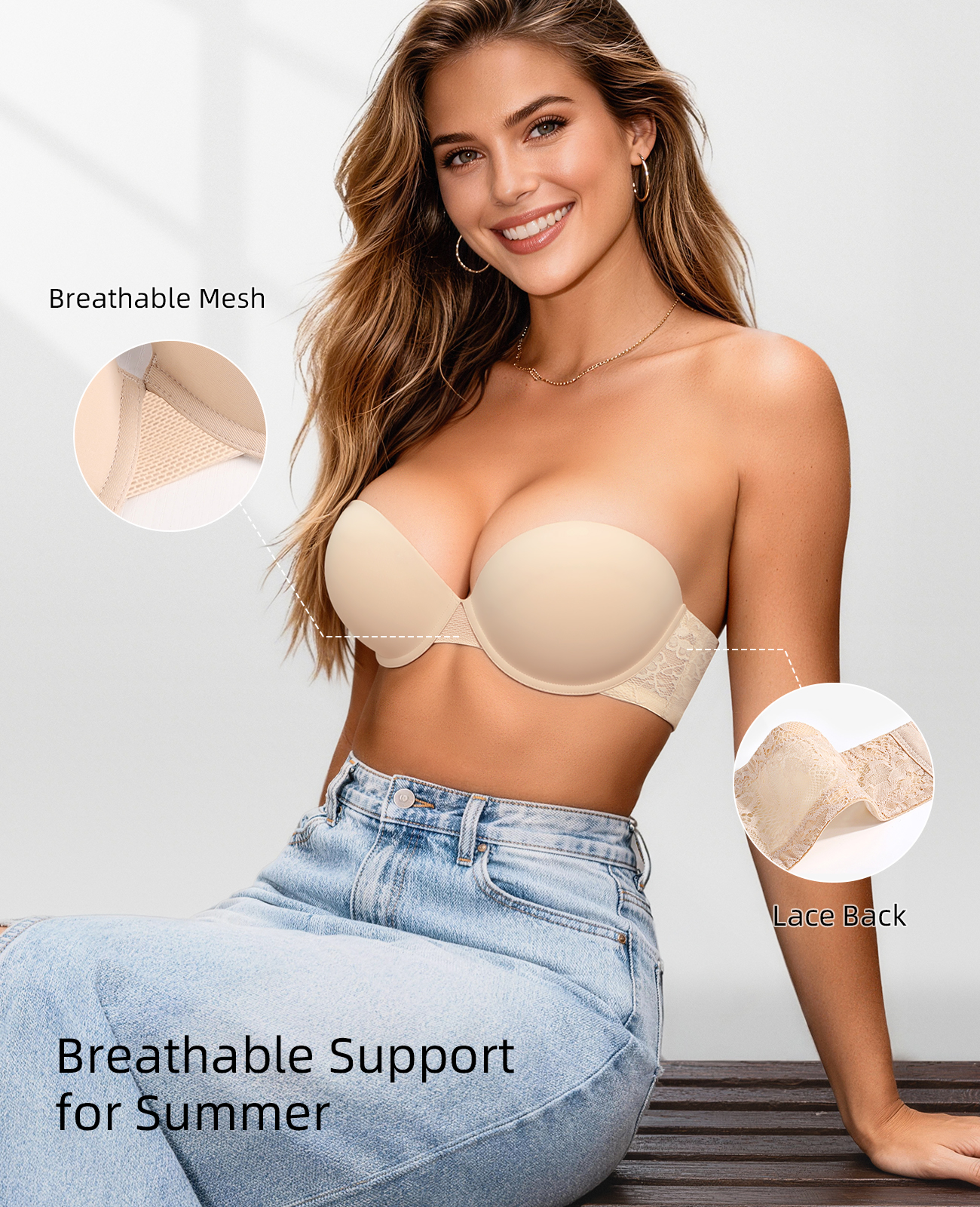 New Push Up Bra Women Lace Pad - Convertible Bra Multiway のレビューと価格