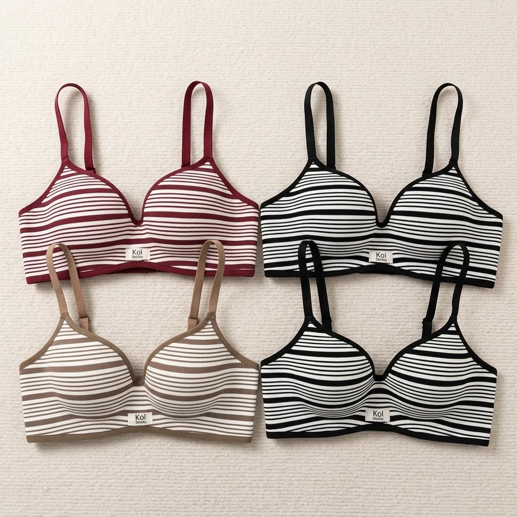 Sexy Striped Bralette Push Up  - Cotton Bra Everyday のレビューと価格