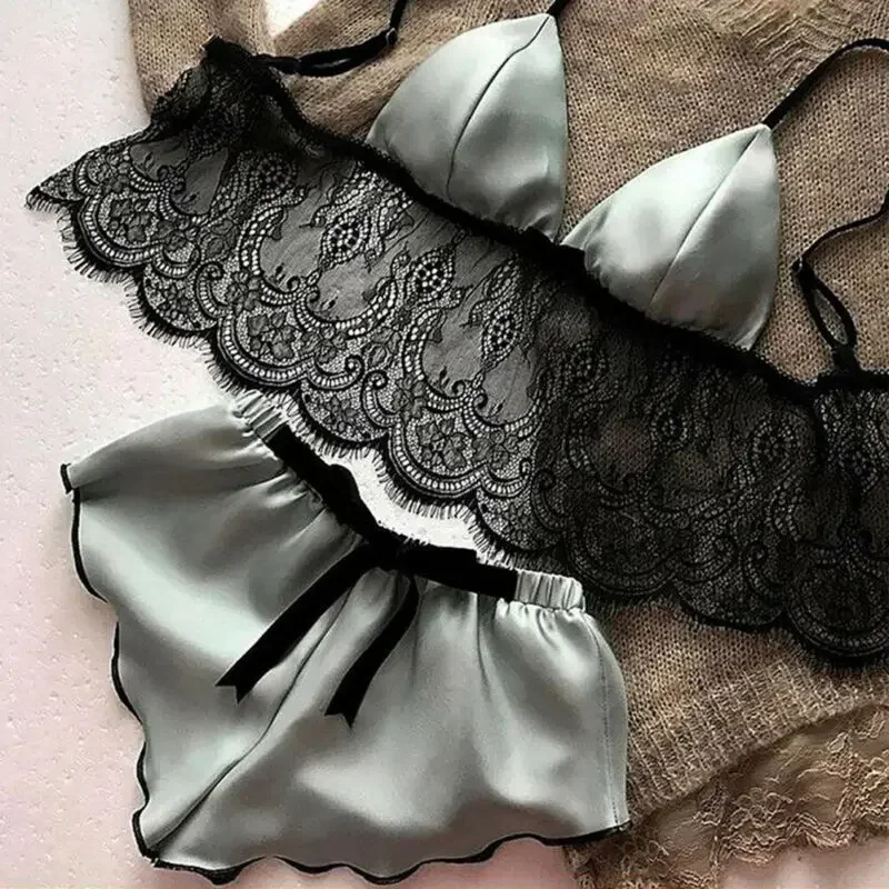 Women's Underwear Sexy Silk Sa - Lace Bralette Set のレビューと価格