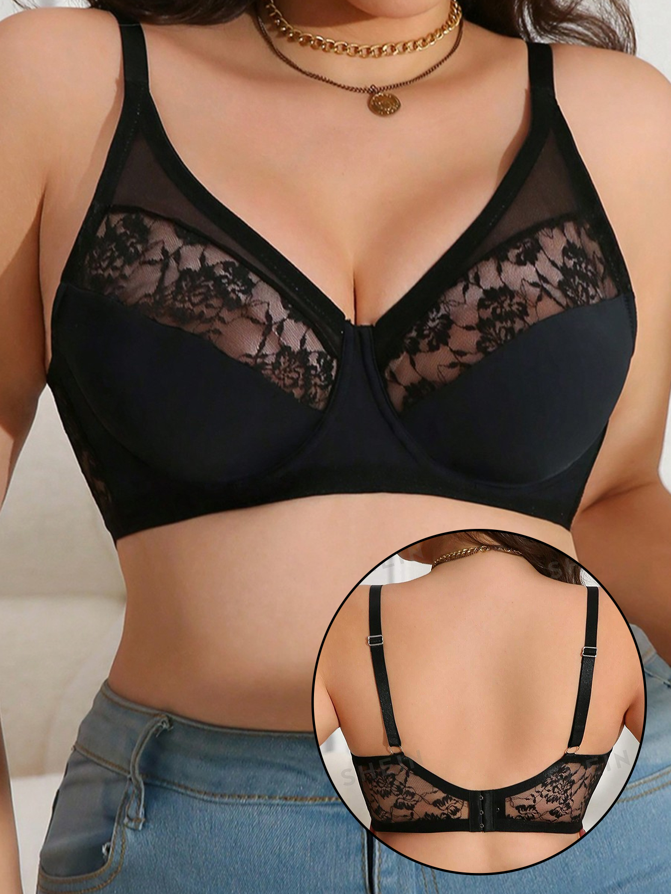 Plus Size Lace Minimizer Bra,  - Minimizer Bra Women のレビューと価格
