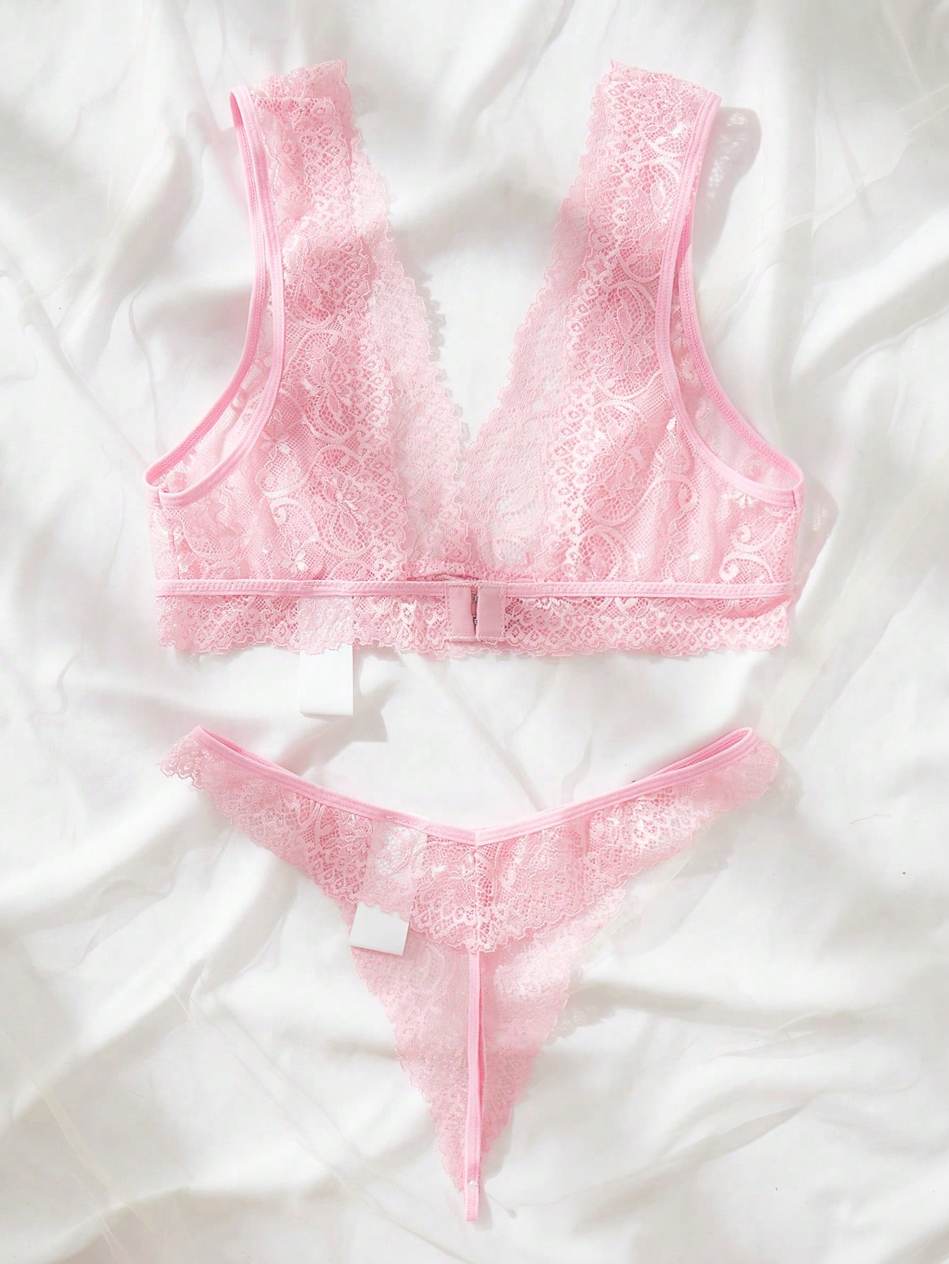 Pink Lace Lingerie Set Sheer F - Lace Bralette Set のレビューと価格