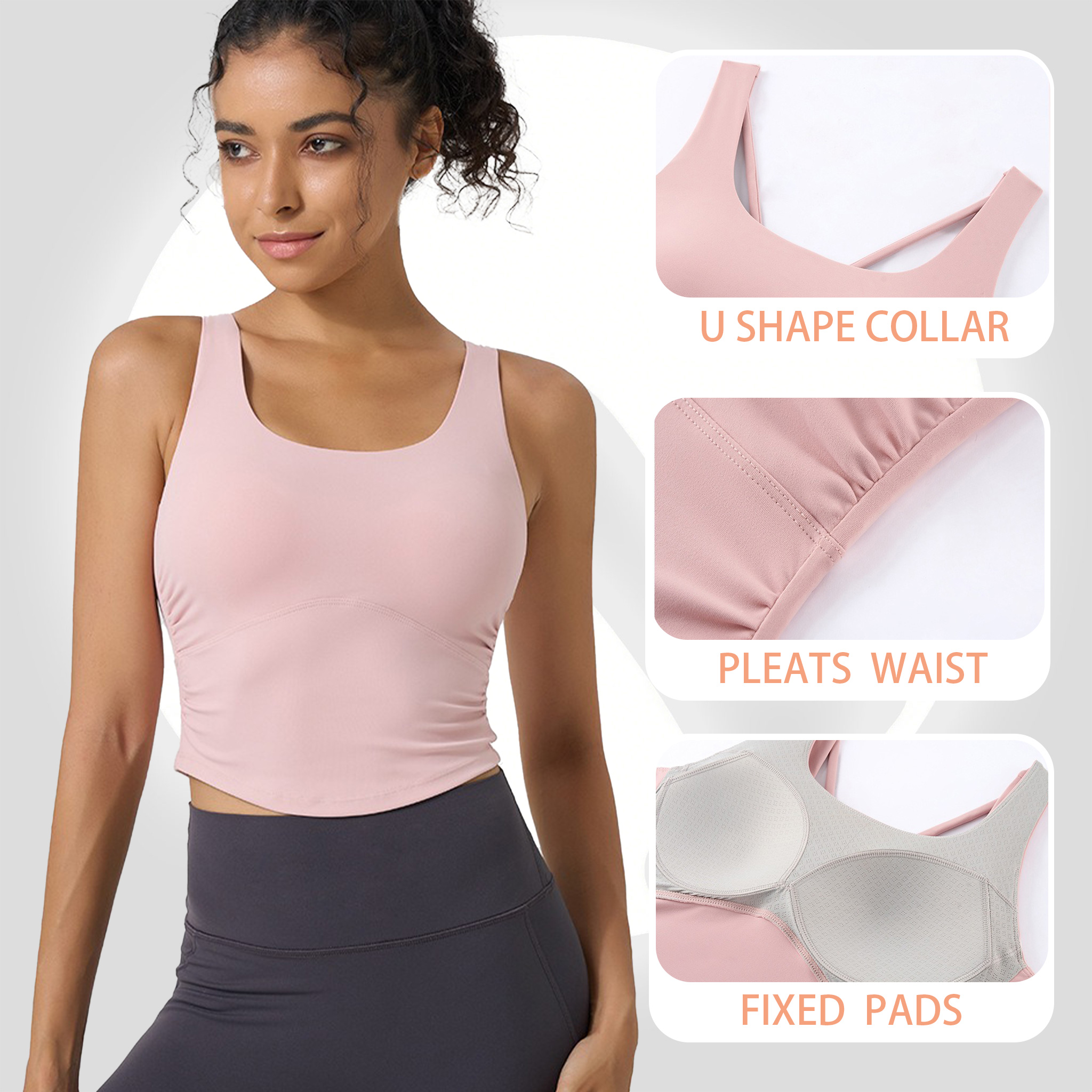Women's Fixed Cup Yoga Sports  - Sports Bra Racerback のレビューと価格