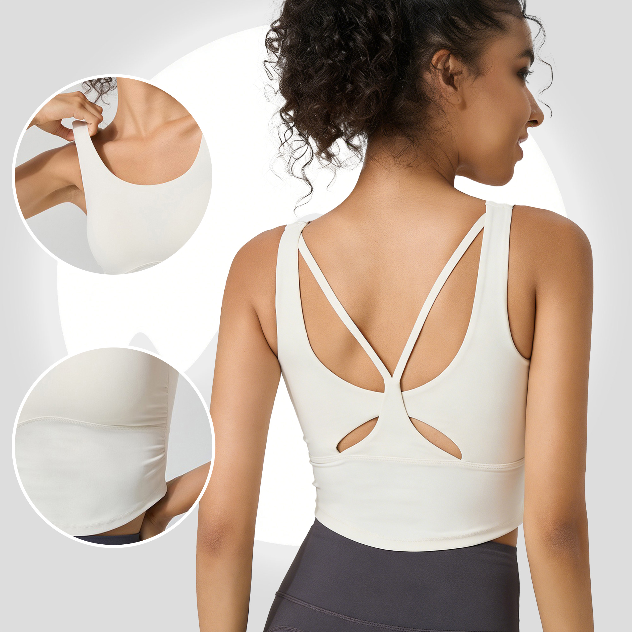 Women's Fixed Cup Yoga Sports  - Sports Bra Racerback のレビューと価格