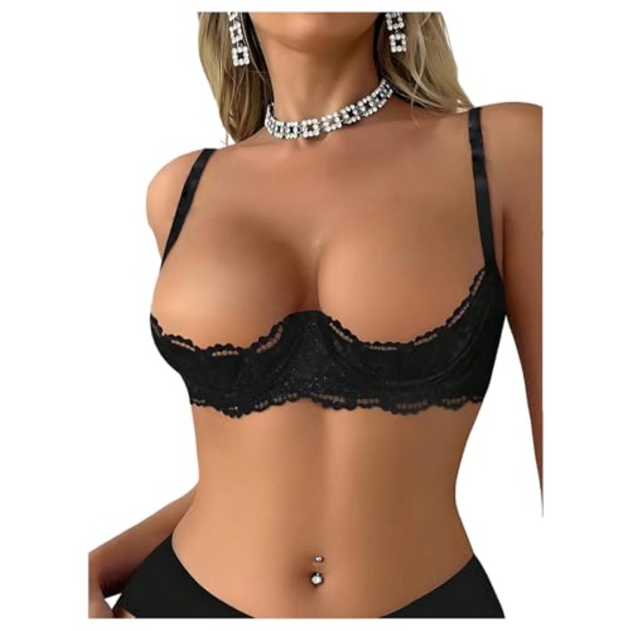OYOANGLE Women's 1/4 Cup Lace  - Demi Bra Balconette のレビューと価格