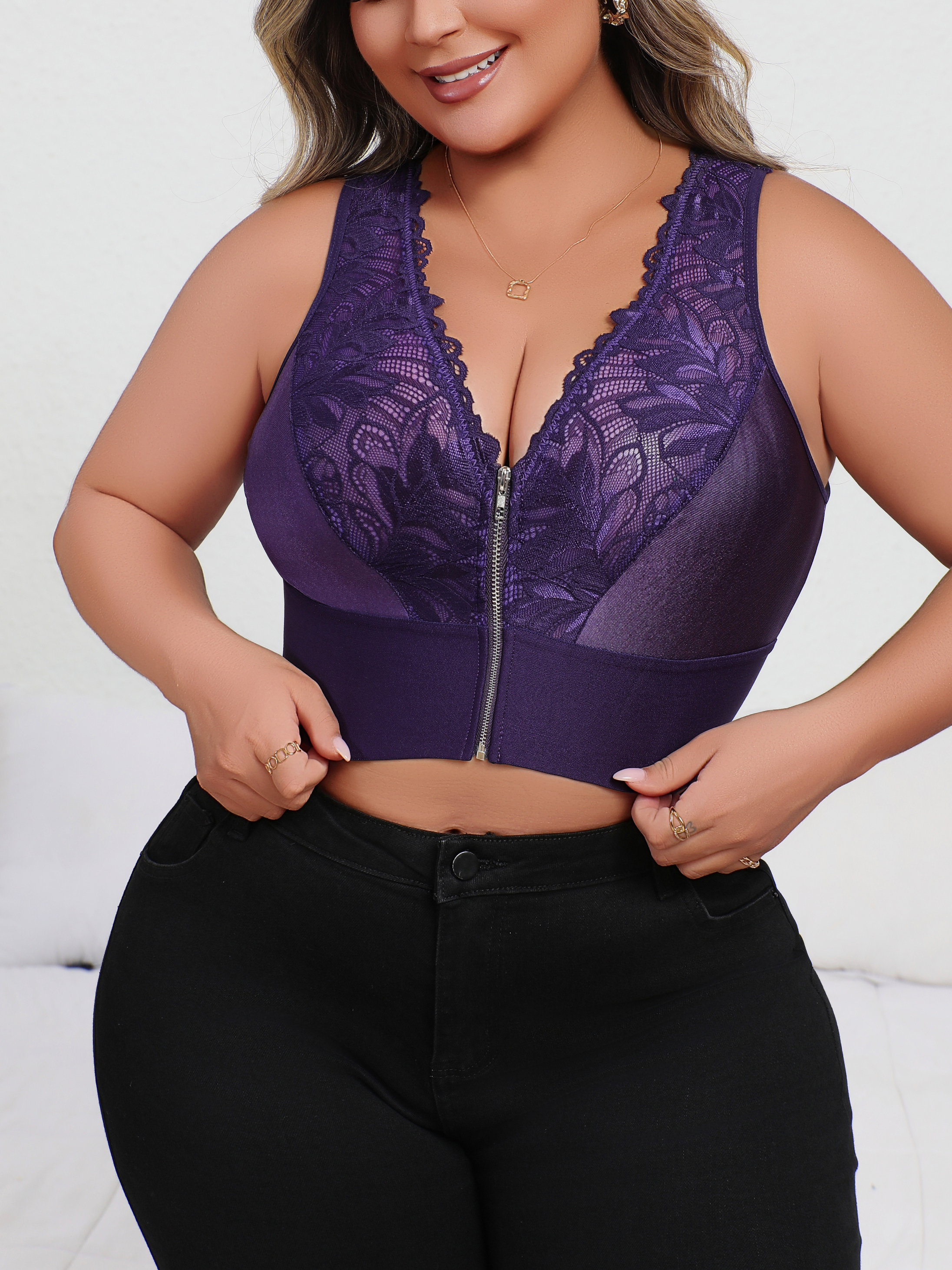 New Arrival Plus Size Sexy Pur - Plunge Bra Push Up のレビューと価格