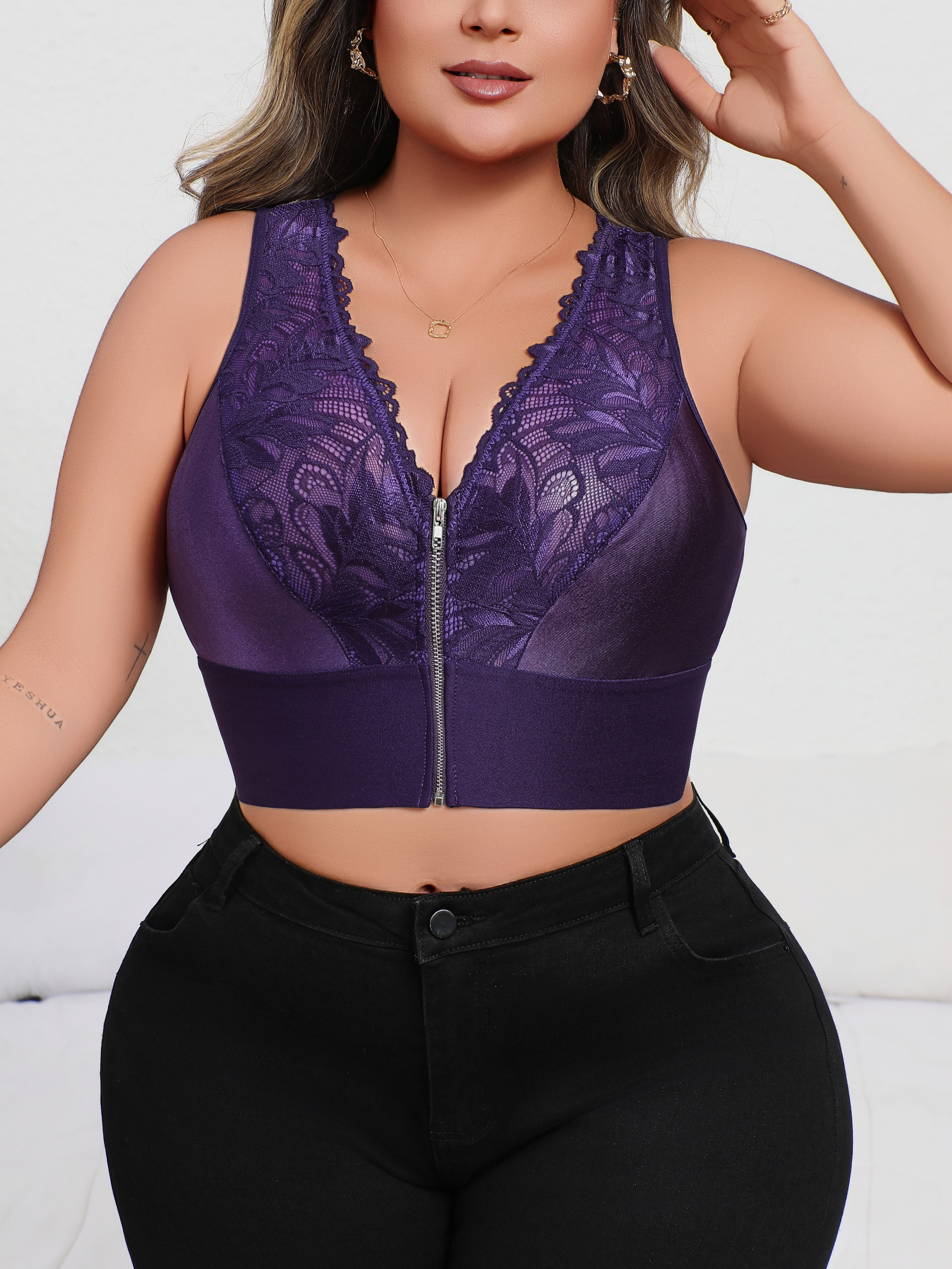 New Arrival Plus Size Sexy Pur - Plunge Bra Push Up のレビューと価格