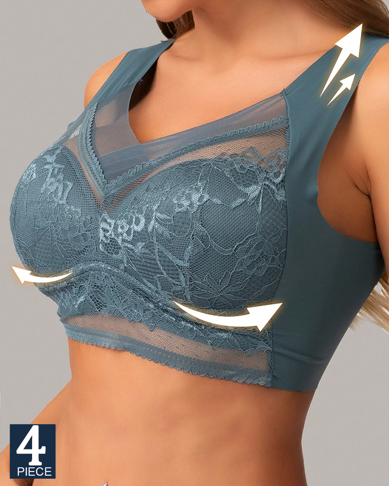 4Pcs Plus Size Women Seamless  - Sheer Bra Lace のレビューと価格